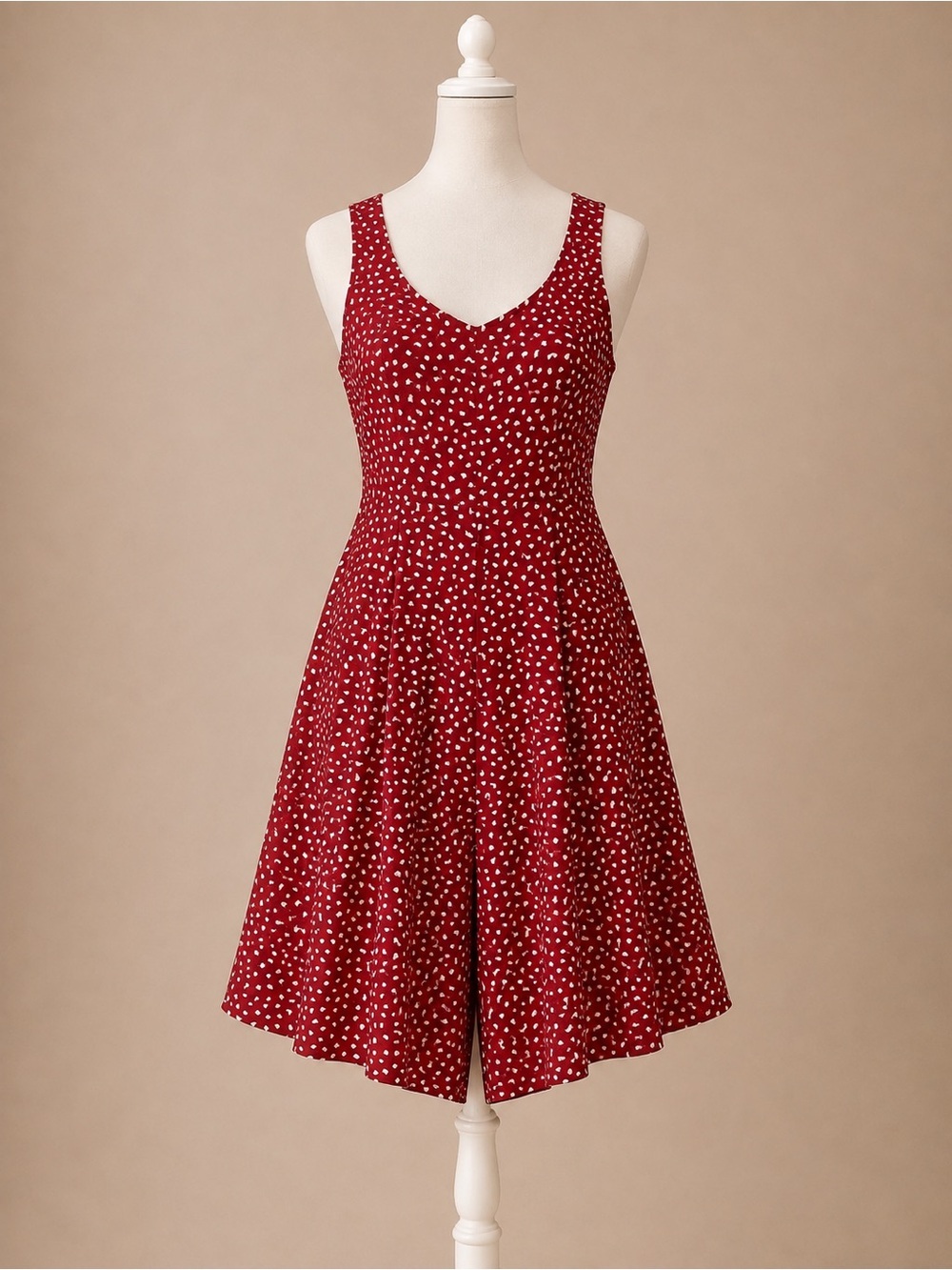 Vintage Laundry Shelli Segal Red Ditsy Pleated Mini Dress Romper 90s